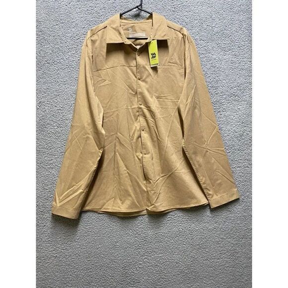 All In Motion Long Sleeve Button Up XXL Brown  Mens Lightweight Quick Dry Shirt - Picture 7 of 13